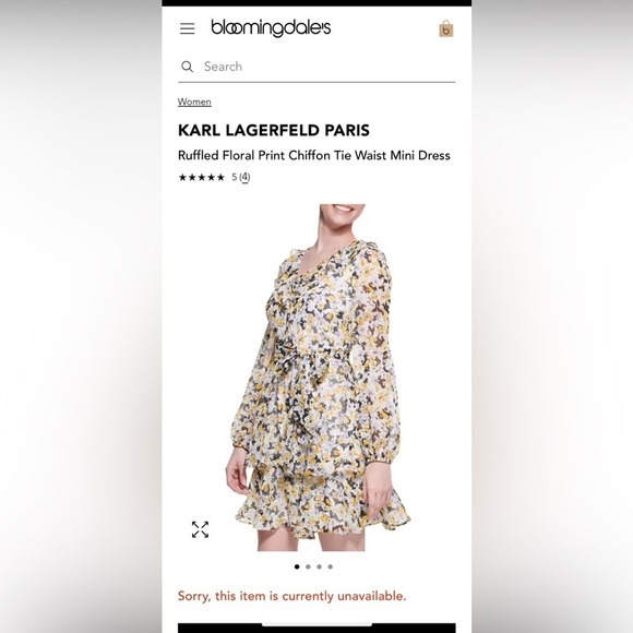 Karl Lagerfeld Ruffled floral sheer babydoll dress,chiffon frill,tiered,tie wrap - Picture 1 of 16
